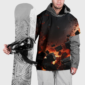 Накидка на куртку 3D с принтом Взрыв плит и огонь в Санкт-Петербурге, 100% полиэстер |  | Тематика изображения на принте: 