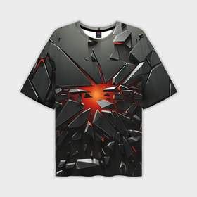 Мужская футболка oversize 3D с принтом Взрыв и черные камни в Кировске,  |  | 