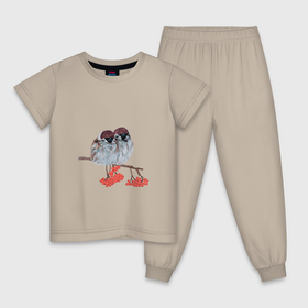 Детская пижама хлопок с принтом Воробушки пара в Тюмени, 100% хлопок |  брюки и футболка прямого кроя, без карманов, на брюках мягкая резинка на поясе и по низу штанин
 | Тематика изображения на принте: 