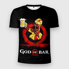 Мужская футболка 3D Slim с принтом Бог бара в Екатеринбурге, 100% полиэстер с улучшенными характеристиками | приталенный силуэт, круглая горловина, широкие плечи, сужается к линии бедра | 