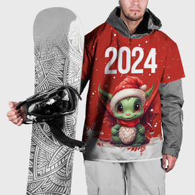 Накидка на куртку 3D с принтом 2024 дракон новогодний красный фон в Кировске, 100% полиэстер |  | 