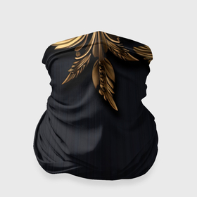 Бандана-труба 3D с принтом Золотые объемные  листья на черном в Екатеринбурге, 100% полиэстер, ткань с особыми свойствами — Activecool | плотность 150‒180 г/м2; хорошо тянется, но сохраняет форму | 