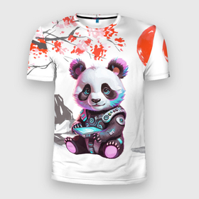 Мужская футболка 3D Slim с принтом Funny panda   China в Санкт-Петербурге, 100% полиэстер с улучшенными характеристиками | приталенный силуэт, круглая горловина, широкие плечи, сужается к линии бедра | 