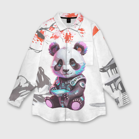 Мужская рубашка oversize 3D с принтом Funny panda   China в Новосибирске,  |  | Тематика изображения на принте: 