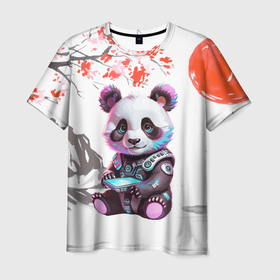 Мужская футболка 3D с принтом Funny panda   China , 100% полиэфир | прямой крой, круглый вырез горловины, длина до линии бедер | 