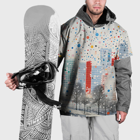 Накидка на куртку 3D с принтом Новогодний город и цветной снег в Санкт-Петербурге, 100% полиэстер |  | 