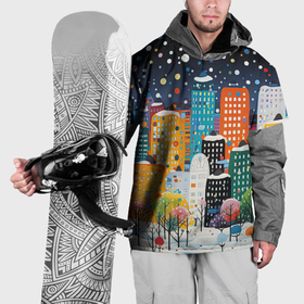 Накидка на куртку 3D с принтом Новогодний ночной город в Санкт-Петербурге, 100% полиэстер |  | 