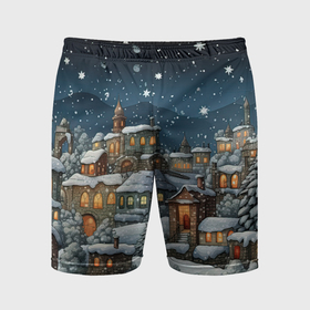 Мужские шорты спортивные с принтом Новогодний городок ночной в Санкт-Петербурге,  |  | 