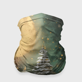 Бандана-труба 3D с принтом Большая луна и новогодний лес в Кировске, 100% полиэстер, ткань с особыми свойствами — Activecool | плотность 150‒180 г/м2; хорошо тянется, но сохраняет форму | 