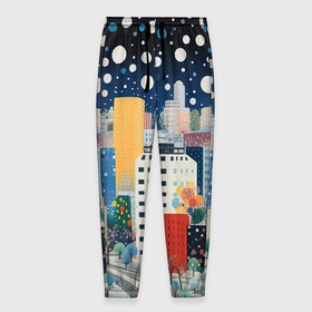 Мужские брюки 3D с принтом Новогодний ночной город в Екатеринбурге, 100% полиэстер | манжеты по низу, эластичный пояс регулируется шнурком, по бокам два кармана без застежек, внутренняя часть кармана из мелкой сетки | 