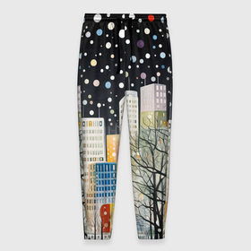 Мужские брюки 3D с принтом Новогодний ночной  город в Екатеринбурге, 100% полиэстер | манжеты по низу, эластичный пояс регулируется шнурком, по бокам два кармана без застежек, внутренняя часть кармана из мелкой сетки | 