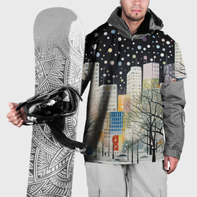 Накидка на куртку 3D с принтом Новогодний ночной  город в Санкт-Петербурге, 100% полиэстер |  | 