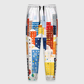 Мужские брюки 3D с принтом День в новогоднем городе , 100% полиэстер | манжеты по низу, эластичный пояс регулируется шнурком, по бокам два кармана без застежек, внутренняя часть кармана из мелкой сетки | 