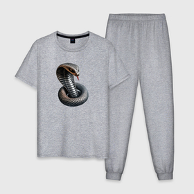 Мужская пижама хлопок с принтом Стальная кобра , 100% хлопок | брюки и футболка прямого кроя, без карманов, на брюках мягкая резинка на поясе и по низу штанин
 | 