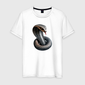 Мужская футболка хлопок с принтом Стальная кобра , 100% хлопок | прямой крой, круглый вырез горловины, длина до линии бедер, слегка спущенное плечо. | 