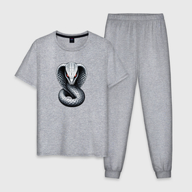 Мужская пижама хлопок с принтом Белая кобра , 100% хлопок | брюки и футболка прямого кроя, без карманов, на брюках мягкая резинка на поясе и по низу штанин
 | 