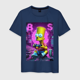 Мужская футболка хлопок с принтом Bart Simpson   cool gamer в Белгороде, 100% хлопок | прямой крой, круглый вырез горловины, длина до линии бедер, слегка спущенное плечо. | 