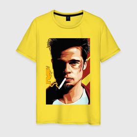 Мужская футболка хлопок с принтом Брэд Питт в Тюмени, 100% хлопок | прямой крой, круглый вырез горловины, длина до линии бедер, слегка спущенное плечо. | 