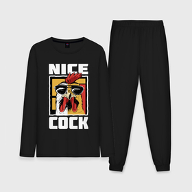 Мужская пижама с лонгсливом хлопок с принтом Nice cock в Белгороде,  |  | Тематика изображения на принте: 
