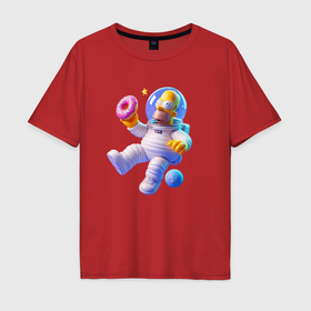 Мужская футболка хлопок Oversize с принтом Гомер Симпсон в открытом космосе , 100% хлопок | свободный крой, круглый ворот, “спинка” длиннее передней части | 
