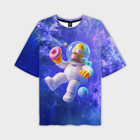 Мужская футболка oversize 3D с принтом Homer Simpson is a brave astronaut в Кировске,  |  | 
