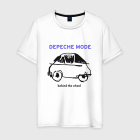 Мужская футболка хлопок с принтом Depeche Mode   Behind the wheel в Санкт-Петербурге, 100% хлопок | прямой крой, круглый вырез горловины, длина до линии бедер, слегка спущенное плечо. | Тематика изображения на принте: 