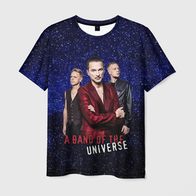 Мужская футболка 3D с принтом Depeche Mode   A universe band в Санкт-Петербурге, 100% полиэфир | прямой крой, круглый вырез горловины, длина до линии бедер | 