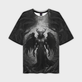 Мужская футболка oversize 3D с принтом Крылатый демон с рогами в Курске,  |  | 