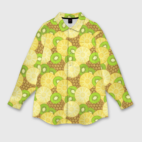 Мужская рубашка oversize 3D с принтом Фрукты   ананас и киви в Тюмени,  |  | Тематика изображения на принте: 