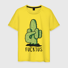 Мужская футболка хлопок с принтом Fucktus в Курске, 100% хлопок | прямой крой, круглый вырез горловины, длина до линии бедер, слегка спущенное плечо. | 
