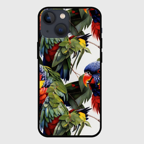 Чехол для iPhone 13 mini с принтом Яркие попугаи в Екатеринбурге,  |  | 