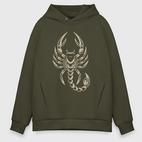 Мужское худи Oversize хлопок с принтом Scorpion знак зодиака в Смоленске, френч-терри — 70% хлопок, 30% полиэстер. Мягкий теплый начес внутри —100% хлопок | боковые карманы, эластичные манжеты и нижняя кромка, капюшон на магнитной кнопке | 