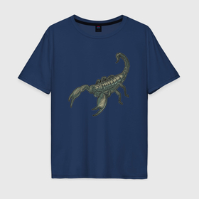 Мужская футболка хлопок Oversize с принтом Скорпион зодиакальный знак в Курске, 100% хлопок | свободный крой, круглый ворот, “спинка” длиннее передней части | 