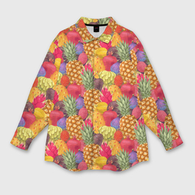 Мужская рубашка oversize 3D с принтом Экзотические фрукты в Тюмени,  |  | 