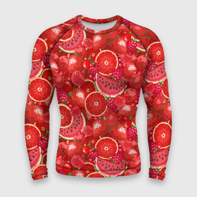 Мужской рашгард 3D с принтом Красные фрукты и ягоды в Тюмени,  |  | Тематика изображения на принте: 