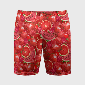 Мужские шорты спортивные с принтом Красные фрукты и ягоды в Тюмени,  |  | 