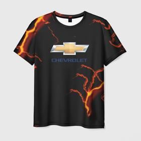 Мужская футболка 3D с принтом Chevrolet лого шторм , 100% полиэфир | прямой крой, круглый вырез горловины, длина до линии бедер | Тематика изображения на принте: 