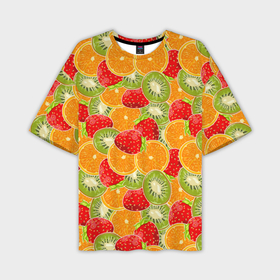 Мужская футболка oversize 3D с принтом Сочные фрукты и ягоды в Тюмени,  |  | 