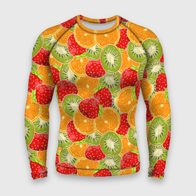 Мужской рашгард 3D с принтом Сочные фрукты и ягоды в Тюмени,  |  | Тематика изображения на принте: 