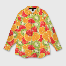 Мужская рубашка oversize 3D с принтом Сочные фрукты и ягоды в Тюмени,  |  | 
