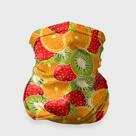 Бандана-труба 3D с принтом Сочные фрукты и ягоды в Тюмени, 100% полиэстер, ткань с особыми свойствами — Activecool | плотность 150‒180 г/м2; хорошо тянется, но сохраняет форму | 