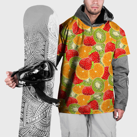 Накидка на куртку 3D с принтом Сочные фрукты и ягоды в Екатеринбурге, 100% полиэстер |  | Тематика изображения на принте: 