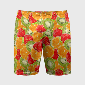 Мужские шорты спортивные с принтом Сочные фрукты и ягоды ,  |  | 