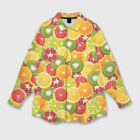 Мужская рубашка oversize 3D с принтом Фон с экзотическими фруктами в Тюмени,  |  | 