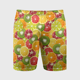 Мужские шорты спортивные с принтом Фон с экзотическими фруктами в Новосибирске,  |  | Тематика изображения на принте: 