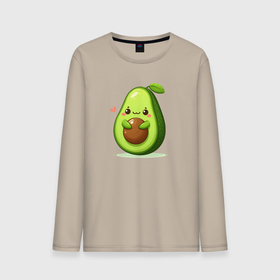 Мужской лонгслив хлопок с принтом Милое авокадо с сердечком , 100% хлопок |  | Тематика изображения на принте: 
