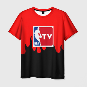 Мужская футболка 3D с принтом NBA sport flame в Новосибирске, 100% полиэфир | прямой крой, круглый вырез горловины, длина до линии бедер | Тематика изображения на принте: 