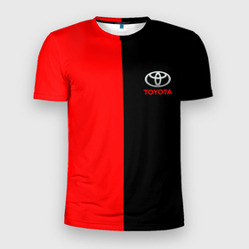 Мужская футболка 3D Slim с принтом Toyota car красно чёрный , 100% полиэстер с улучшенными характеристиками | приталенный силуэт, круглая горловина, широкие плечи, сужается к линии бедра | 