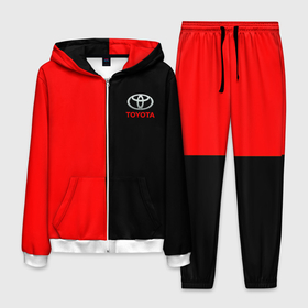 Мужской костюм 3D с принтом Toyota car красно чёрный , 100% полиэстер | Манжеты и пояс оформлены тканевой резинкой, двухслойный капюшон со шнурком для регулировки, карманы спереди | Тематика изображения на принте: 