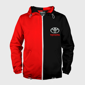 Мужская ветровка 3D с принтом Toyota car красно чёрный , 100% полиэстер | подол и капюшон оформлены резинкой с фиксаторами, два кармана без застежек по бокам, один потайной карман на груди | 